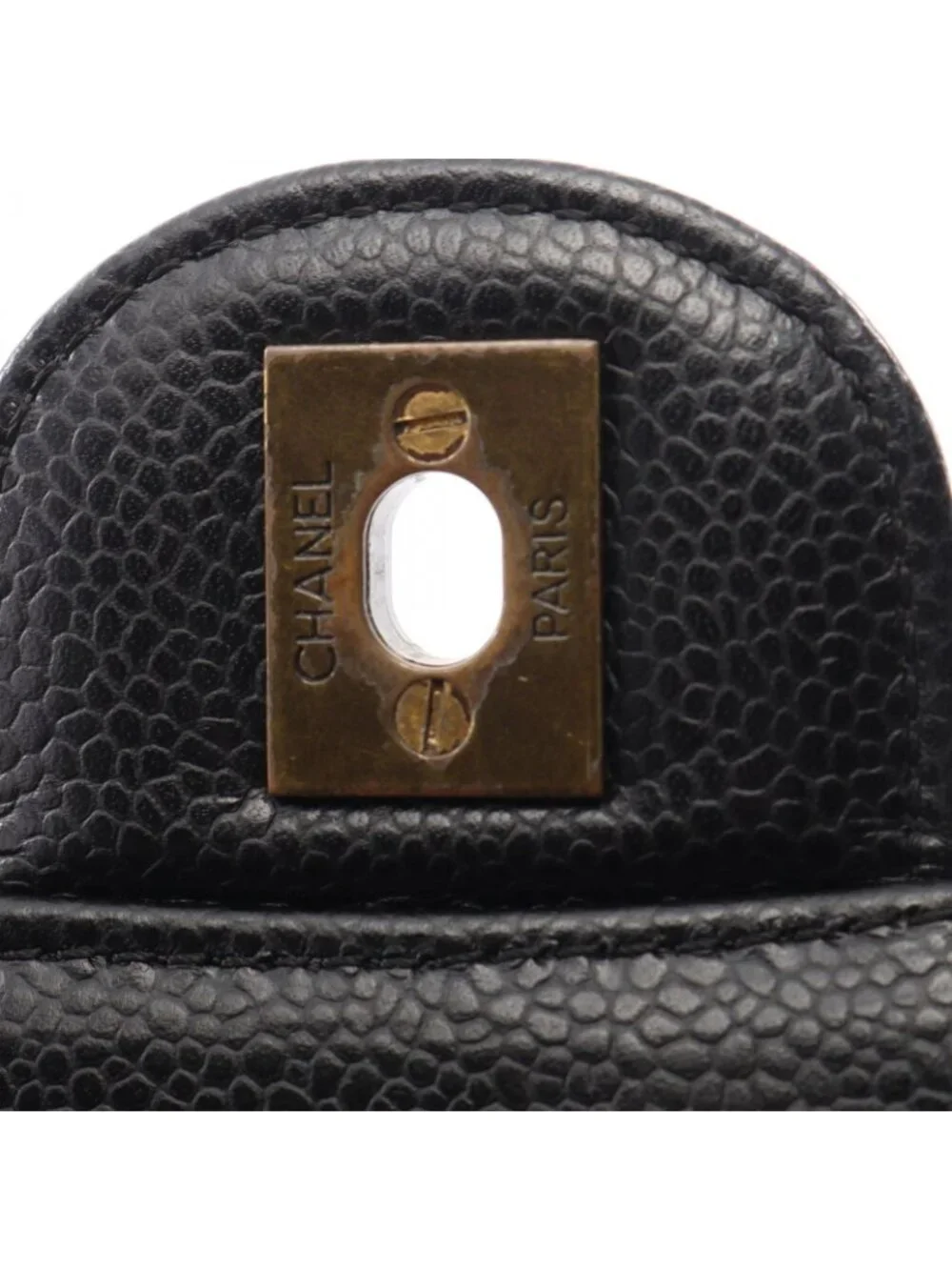 Chanel Shoulder Bag Quilted Single Flap Plastic Chain Black Caviar